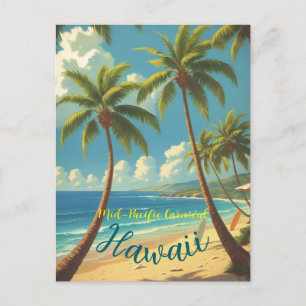  stijl Hawaiian Travel Honolulu Blue Zee Feestdagenkaart