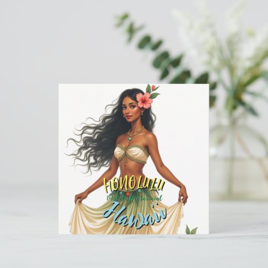  stijl Hawaiian Travel Honolulu Girl Kaart (Staand voorkant)