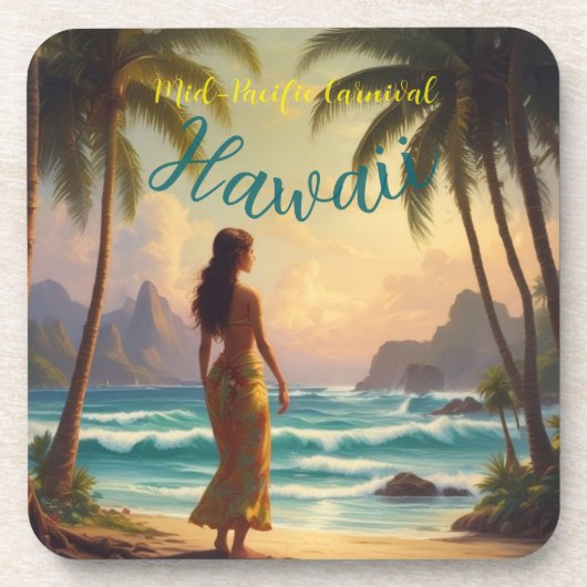  stijl Hawaiian Travel Honolulu Hula Meisje Bier Onderzetter (Voorkant)