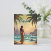  stijl Hawaiian Travel Honolulu Hula Meisje Briefkaart (Staand voorkant)