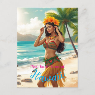  stijl Hawaiian Travel Honolulu Hula Meisje Briefkaart