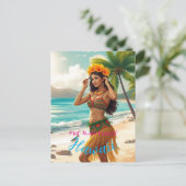 stijl Hawaiian Travel Honolulu Hula Meisje Briefkaart (Staand voorkant)
