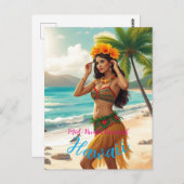 stijl Hawaiian Travel Honolulu Hula Meisje Briefkaart (Voorkant / Achterkant)