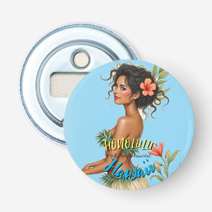  stijl Hawaiian Travel Honolulu Hula Meisje Button Flesopener