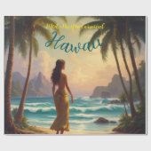  stijl Hawaiian Travel Honolulu Hula Meisje Cadeaupapier (Vlak)