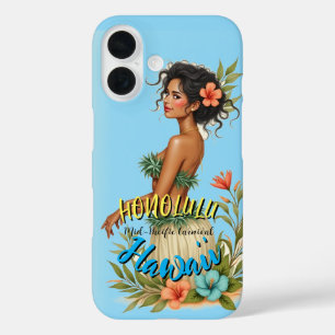  stijl Hawaiian Travel Honolulu Hula Meisje iPhone 16 Hoesje