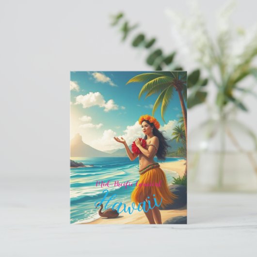  stijl Hawaiian Travel Honolulu Hula Meisje Feestdagenkaart (Staand voorkant)