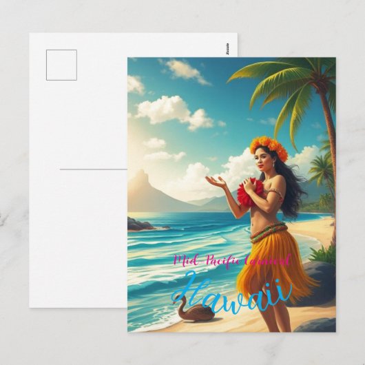  stijl Hawaiian Travel Honolulu Hula Meisje Feestdagenkaart (Voorkant / Achterkant)
