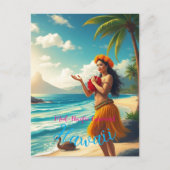  stijl Hawaiian Travel Honolulu Hula Meisje Feestdagenkaart (Voorkant)