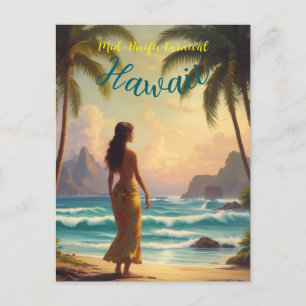  stijl Hawaiian Travel Honolulu Hula Meisje Feestdagenkaart