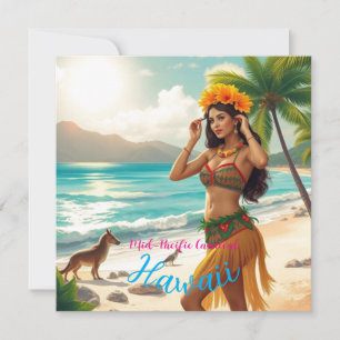 stijl Hawaiian Travel Honolulu Hula Meisje Feestdagenkaart