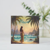 stijl Hawaiian Travel Honolulu Hula Meisje Feestdagenkaart (Staand voorkant)