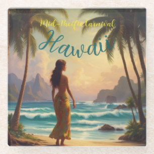  stijl Hawaiian Travel Honolulu Hula Meisje Glazen Onderzetter