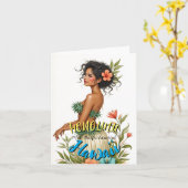  stijl Hawaiian Travel Honolulu Hula Meisje Kaart (Gele Bloem)
