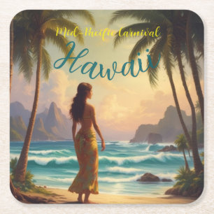  stijl Hawaiian Travel Honolulu Hula Meisje Kartonnen Onderzetters
