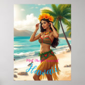 stijl Hawaiian Travel Honolulu Hula Meisje Poster (Voorkant)