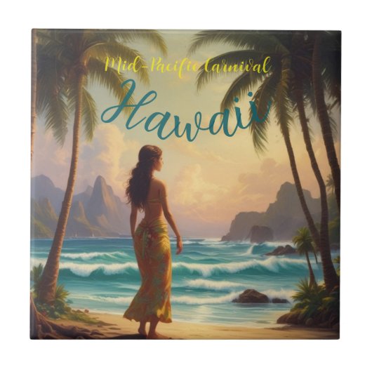  stijl Hawaiian Travel Honolulu Hula Meisje Tegeltje (Voorkant)