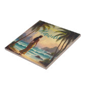  stijl Hawaiian Travel Honolulu Hula Meisje Tegeltje (Zijkant)
