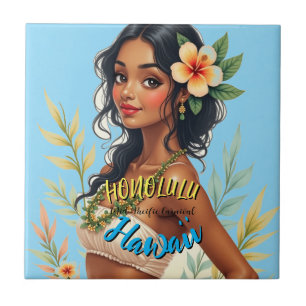  stijl Hawaiian Travel Honolulu Hula Meisje Tegeltje