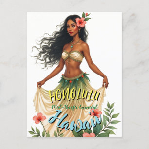  stijl Hawaiian Travel Honolulu Hula Meisje Uitnodiging Briefkaart