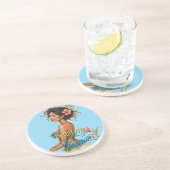  stijl Hawaiian Travel Honolulu Hula Meisje Zandsteen Onderzetter (Zijkant)