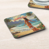 stijl Hawaiian Travel Honolulu Mid-Pacific Bier Onderzetter (Linkerzijde)