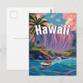 stijl Hawaiian Travel Honolulu Mid-Pacific Briefkaart (Voorkant / Achterkant)