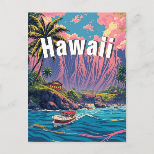 stijl Hawaiian Travel Honolulu Mid-Pacific Briefkaart (Voorkant)