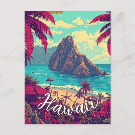stijl Hawaiian Travel Honolulu Mid-Pacific Briefkaart (Voorkant)