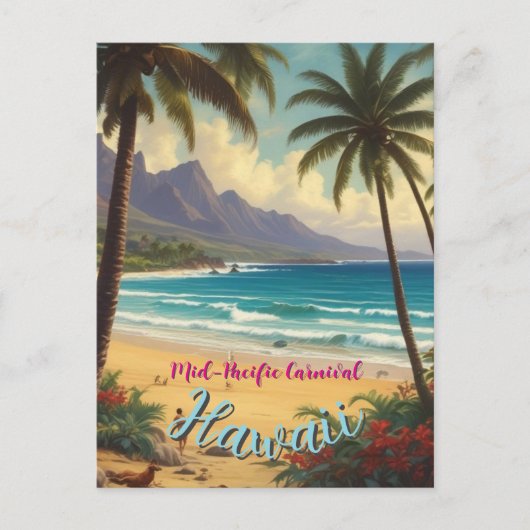  stijl Hawaiian Travel Honolulu Mid-Pacific Briefkaart (Voorkant)