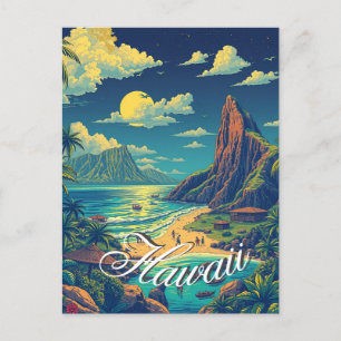 stijl Hawaiian Travel Honolulu Mid-Pacific Briefkaart
