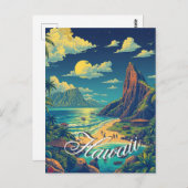 stijl Hawaiian Travel Honolulu Mid-Pacific Briefkaart (Voorkant / Achterkant)