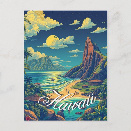 stijl Hawaiian Travel Honolulu Mid-Pacific Briefkaart (Voorkant)