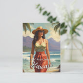  stijl Hawaiian Travel Honolulu Mid-Pacific Briefkaart (Staand voorkant)