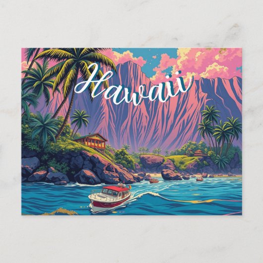  stijl Hawaiian Travel Honolulu Mid-Pacific Briefkaart (Voorkant)