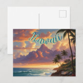 stijl Hawaiian Travel Honolulu Mid-Pacific Briefkaart (Voorkant / Achterkant)