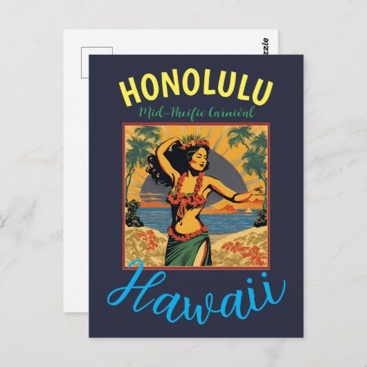  stijl Hawaiian Travel Honolulu Mid-Pacific Briefkaart (Voorkant / Achterkant)