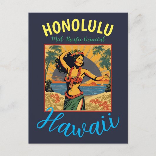 stijl Hawaiian Travel Honolulu Mid-Pacific Briefkaart (Voorkant)