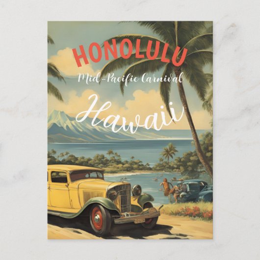  stijl Hawaiian Travel Honolulu Mid-Pacific Briefkaart (Voorkant)