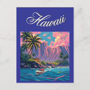  stijl Hawaiian Travel Honolulu Mid-Pacific Briefkaart