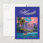 stijl Hawaiian Travel Honolulu Mid-Pacific Briefkaart (Voorkant / Achterkant)