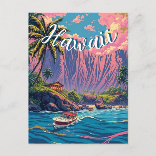 stijl Hawaiian Travel Honolulu Mid-Pacific Briefkaart (Voorkant)