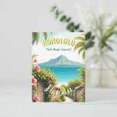  stijl Hawaiian Travel Honolulu Mid-Pacific Briefkaart (Staand voorkant)