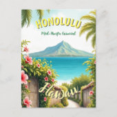 stijl Hawaiian Travel Honolulu Mid-Pacific Briefkaart (Voorkant)