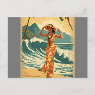 stijl Hawaiian Travel Honolulu Mid-Pacific Briefkaart