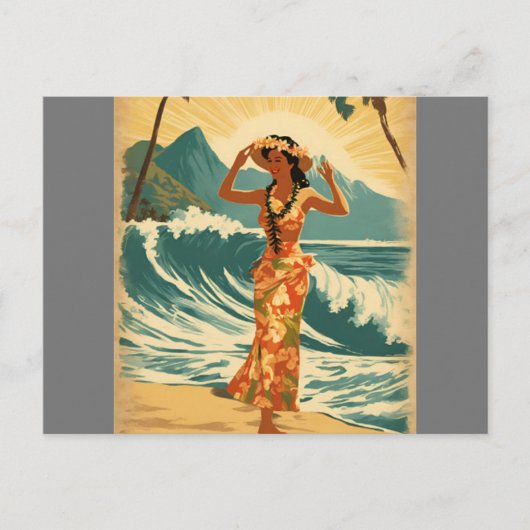 stijl Hawaiian Travel Honolulu Mid-Pacific Briefkaart (Voorkant)
