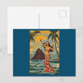 stijl Hawaiian Travel Honolulu Mid-Pacific Briefkaart (Voorkant / Achterkant)