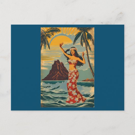 stijl Hawaiian Travel Honolulu Mid-Pacific Briefkaart (Voorkant)