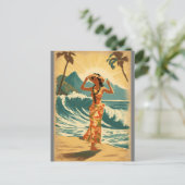 stijl Hawaiian Travel Honolulu Mid-Pacific Briefkaart (Staand voorkant)