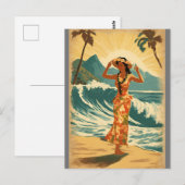 stijl Hawaiian Travel Honolulu Mid-Pacific Briefkaart (Voorkant / Achterkant)